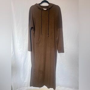 Cozy Coffee Hooded Sweater Dress